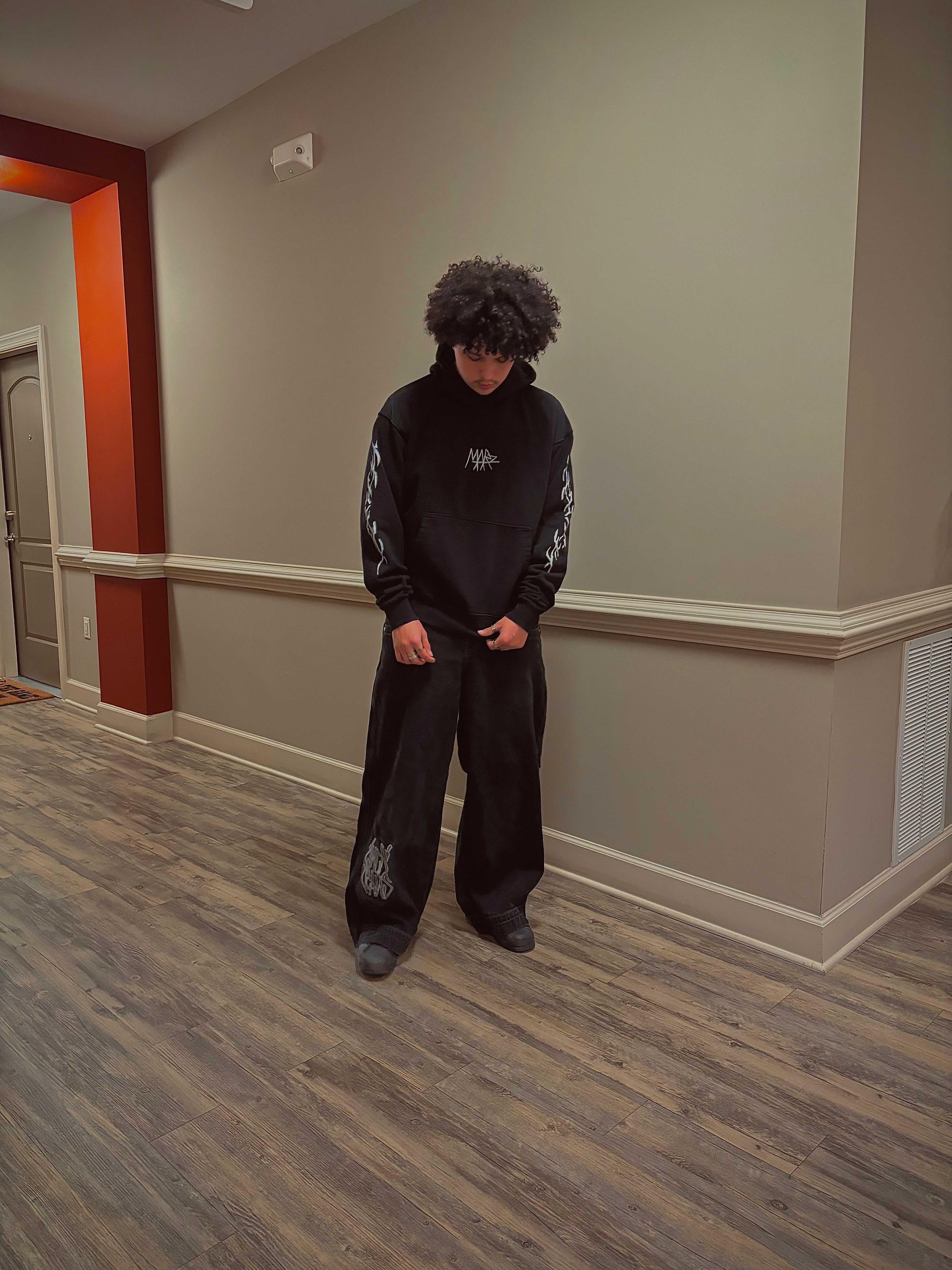 BLACK TRIBAL HOODIE